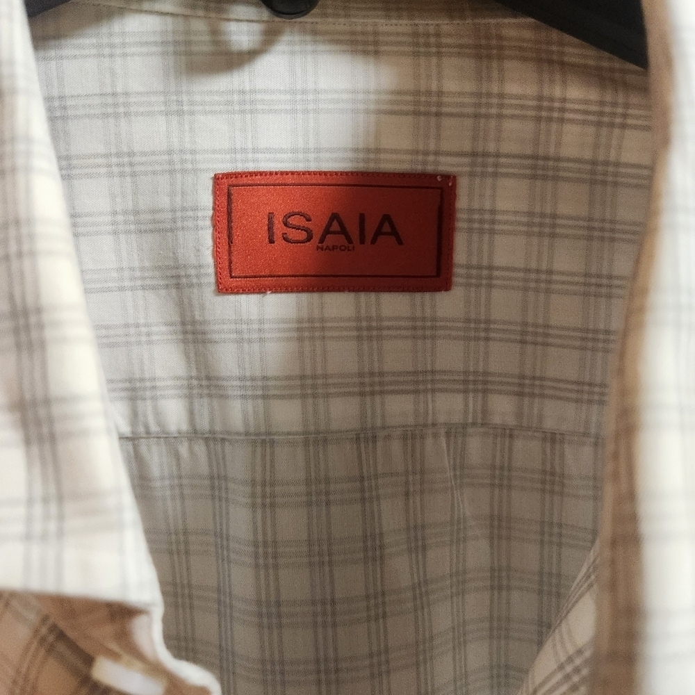 Isaia White and Gray Cotton Checkered Shirt - Picture 4 of 5